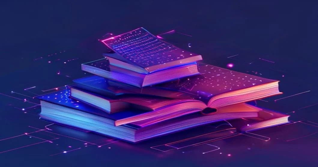 Hình ảnh 3D Isometric những cuốn sách kỹ thuật số bay lơ lửng kèm bình luận - Cách Seeding Comment TikTok Hiệu Quả, Khéo Léo, Không Phản Cảm - 360TuongTac