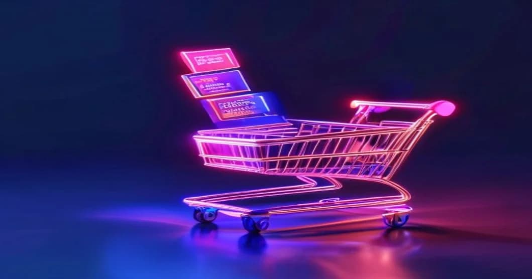Hình ảnh 3D Isometric giỏ hàng phát sáng cùng các đơn hàng bay lơ lửng - TikTok Shop Mới Lập Không Có Đơn? 5 Bước Giải Quyết Nhanh - 360TuongTac